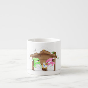 Cute Christmas Snowman Manger Espresso Cup