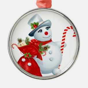 Cute Christmas Snowman Metal Ornament