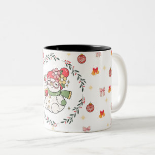 Cute Christmas Snowman Mug with Wreath