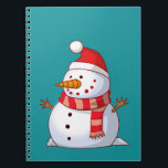 Cute Christmas Snowman Notebook<br><div class="desc">A cute Christmas snowman who is kind of chubby and jolly wearing  a striped scarf and a red christmas hat. Festive and fun.</div>