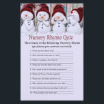 Cute Christmas Snowman Nursery Rhyme Quiz game<br><div class="desc">Cute Christmas Snowman Nursery Rhyme Quiz baby shower game</div>