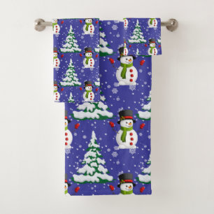 Cute Christmas snowman pattern Bath towel set