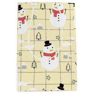 Cute Christmas Snowman Pattern  Medium Gift Bag