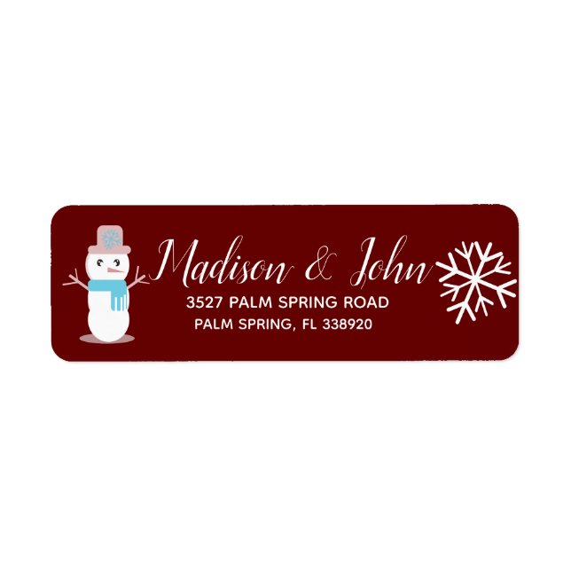 Cute Christmas Snowman Snowflake Address (Front)