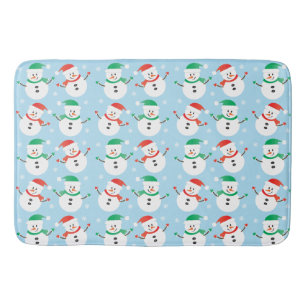 Cute Christmas Snowman Snowflake Pattern Bath Mat
