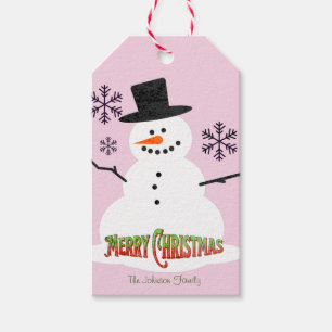 Cute Christmas Snowman Snowflakes Family Gift Tags