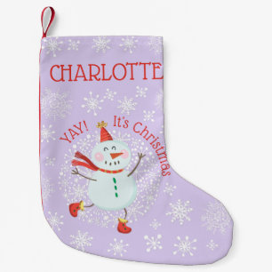 Cute Christmas Snowman Snowflakes Personalized Small Christmas Stocking