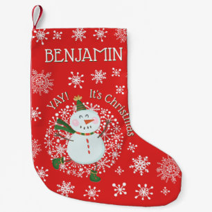 Cute Christmas Snowman Snowflakes Personalized Small Christmas Stocking