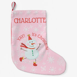 Cute Christmas Snowman Snowflakes Personalized Small Christmas Stocking