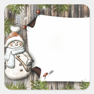 Cute Christmas Snowman Square Sticker