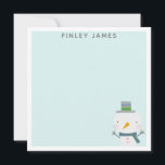 Cute Christmas Snowman Teal Mint Personalized Card<br><div class="desc">Cute Christmas themed stationery with an adorable festive snowman illustration,  personalized with your name.</div>