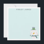 Cute Christmas Snowman Teal Mint Personalized Card<br><div class="desc">Cute Christmas themed stationery with an adorable festive snowman illustration,  personalized with your name.</div>