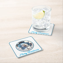 Cute Christmas snowman through wall illustrated