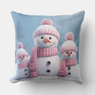 Cute Christmas Snowman Throw Pillow