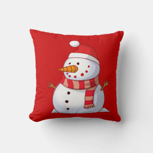 Cute Christmas Snowman Throw Pillow
