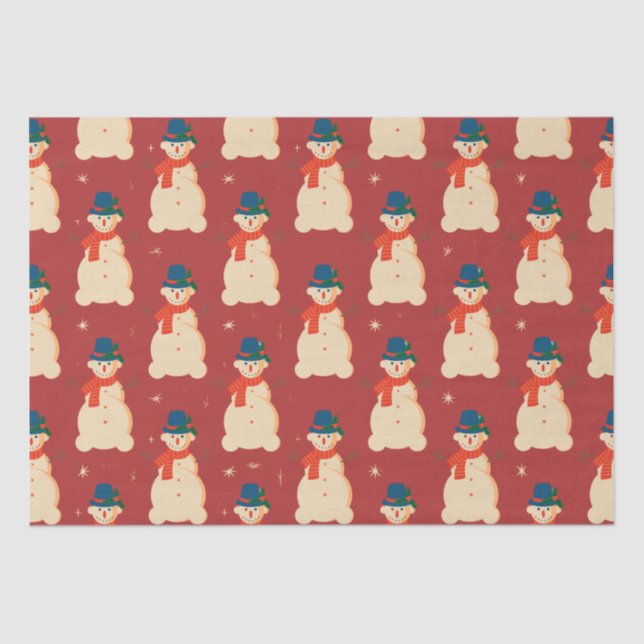 Cute Christmas Snowman  Tissue Paper (Front)