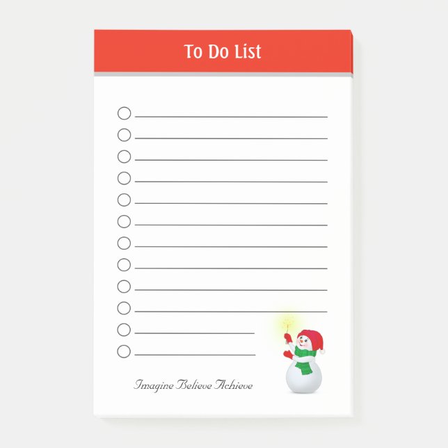 Cute Christmas Snowman To Do List Post-it Notes (Front)