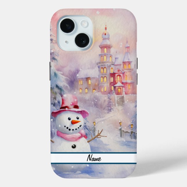 Cute Christmas Snowman Tough Case-Mate iPhone Case (Back)