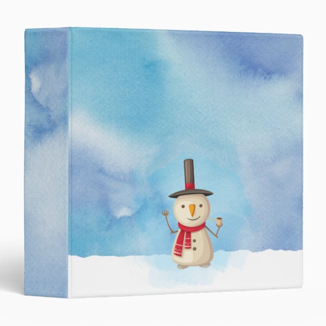Cute Christmas Snowman Waving And Smiling Binder (Front/Spine)