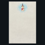 Cute Christmas Snowman Waving And Smiling Stationery<br><div class="desc">safari / zoo adventure themed writing paper.

Holiday themed stationery with a cute snowman illustration. He is wearing a black stovepipe hat,  holding a classic corn cob pipe,  and wearing a red scarf. Standing in the cold white snow smiling and waving hello. Set on an off white background.</div>