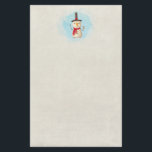Cute Christmas Snowman Waving And Smiling Stationery<br><div class="desc">safari / zoo adventure themed writing paper.

Holiday themed stationery with a cute snowman illustration. He is wearing a black stovepipe hat,  holding a classic corn cob pipe,  and wearing a red scarf. Standing in the cold white snow smiling and waving hello. Set on an off white background.</div>