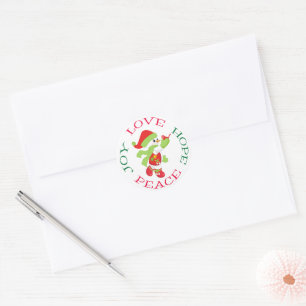Cute Christmas Snowman with Bird Classic Round Sticker