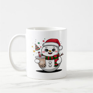 Cute Christmas Snowman with Boba Tea - Adorable Coffee Mug