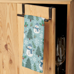 Cute Christmas Snowmen Pattern Kitchen Towel