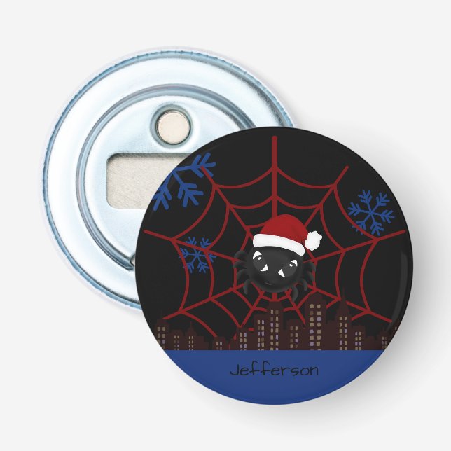 Cute Christmas Spider Personalized  Bottle Opener (Front)