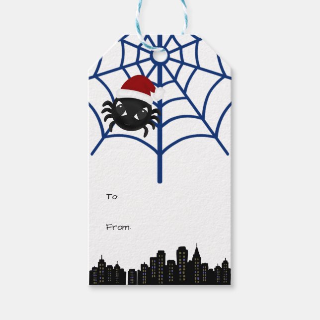 Cute Christmas Spider Personalized Gift Tag (Front)