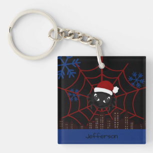 Cute Christmas Spider Personalized Keychain