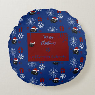 Cute Christmas Spider Personalized Round Pillow