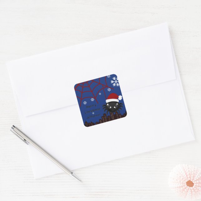 Cute Christmas Spider Personalized  Square Sticker (Envelope)