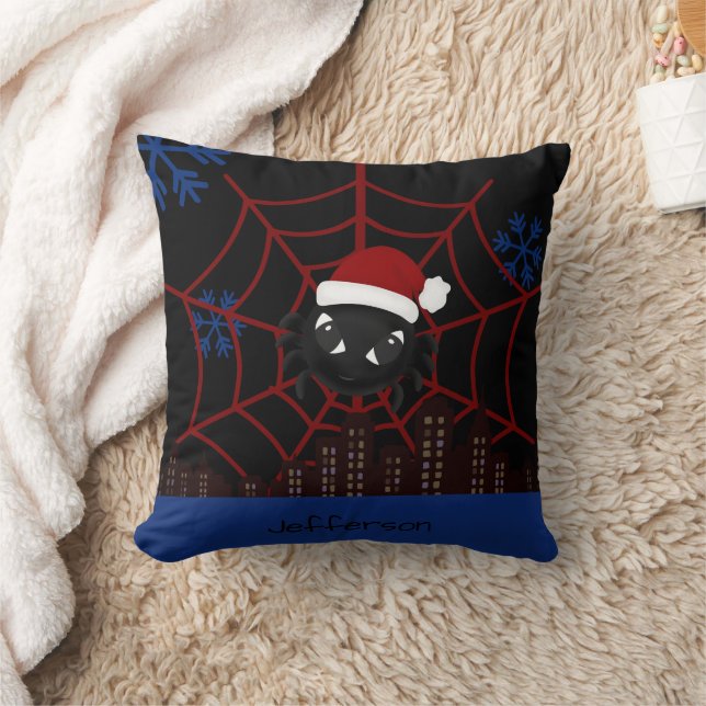 Cute Christmas Spider Personalized  Throw Pillow (Blanket)