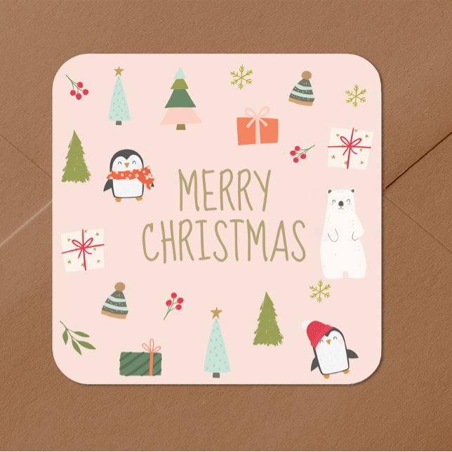 Cute Christmas   Square Sticker (Creator Uploaded)
