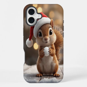 Cute Christmas Squirrel iPhone 16 Plus Case