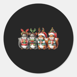Cute Christmas Squirrels Lights Xmas Animal Squirr Classic Round Sticker