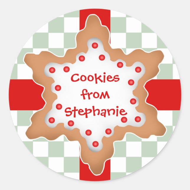 Cute Christmas star cookie Classic Round Sticker (Front)