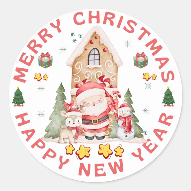 Cute Christmas Sticker | Festive Holiday Design (Front)