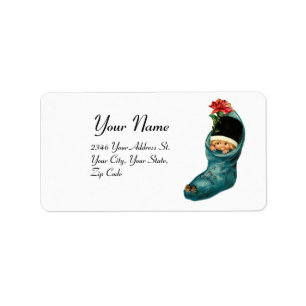 Cute Christmas Stocking ,Little Child,White Red Label