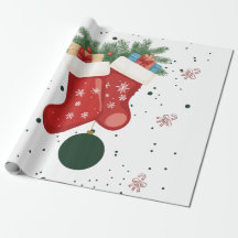 Cute Christmas Stockings and Gifts Holiday Desig.