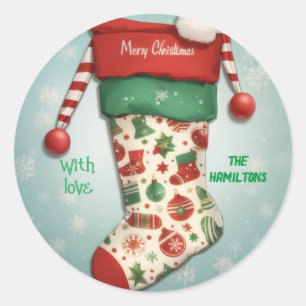 Cute Christmas Stockings Classic Round Sticker