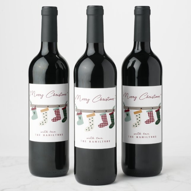 Cute Christmas Stockings Classic Round Sticker (Bottles)