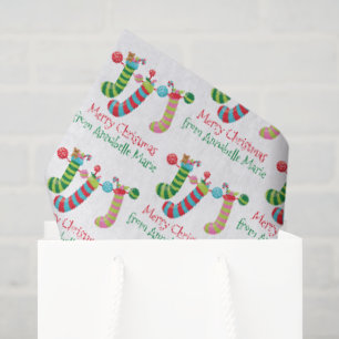 Cute Christmas Stockings Custom Holiday Party Tissue Paper