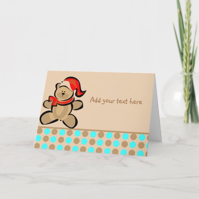 Cute Christmas Teddy Bear Holiday Card (Front)