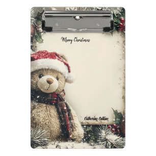 Cute Christmas Teddy Bear Illustration Design  Mini Clipboard