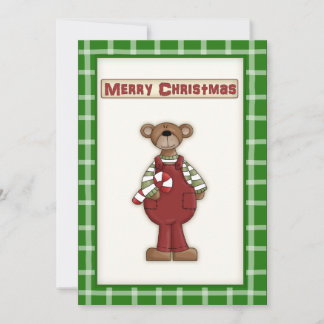 Cute Christmas Teddy Bear on Party Invitation