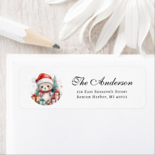 Cute Christmas Teddy Bear Return Address 