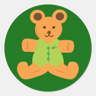 Cute Christmas Teddybear Classic Round Sticker