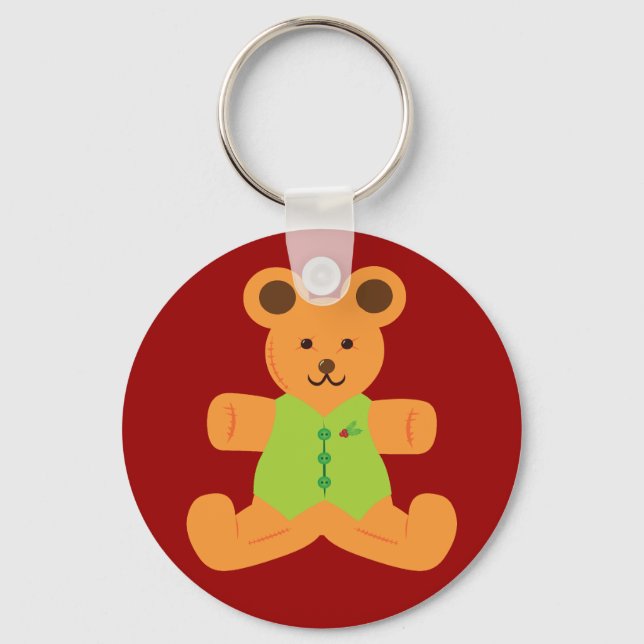 Cute Christmas Teddybear Keychain (Front)